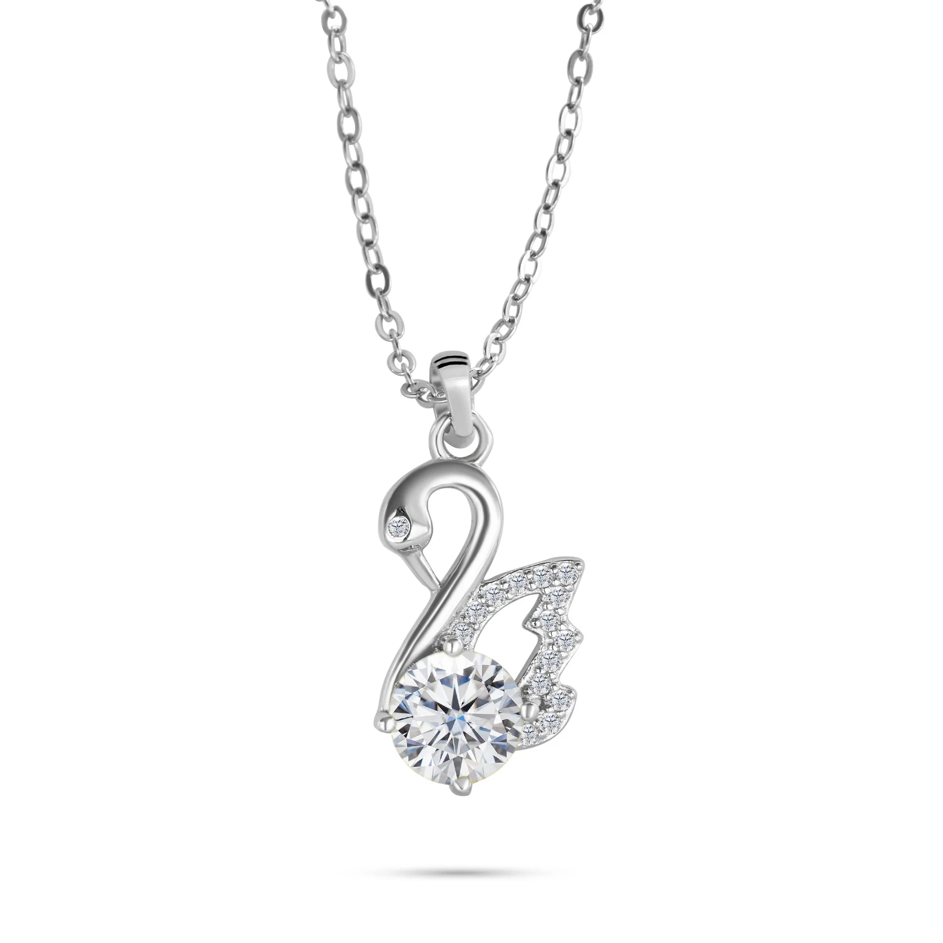 

1 Carat D Color Round Moissanite Day-and-Night Swan Pendant Necklace 925 Sterling Silver Elegant Jewelry Perfect Birthday Gift