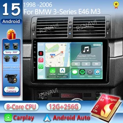Android 14 For BMW 3-Series E46 M3 318 320 325 330 335 2K QLED Android Car Radio Multimedia Video Player AI Voice CarPlay stereo