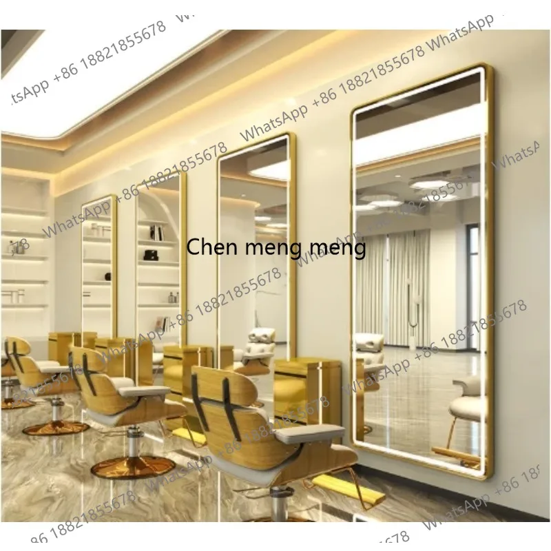 

Barber Shop Mirror Wall Mounted Hair Salon Hair Salon Mirror Table LED Light Touchable Height 170 Width 70cm