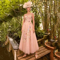 Customized Blush Pink Mother of the Bride Dress Ankle Length 2025 Mother Gowns Long Sleeves Wedding Party Dresses Illusion Neck