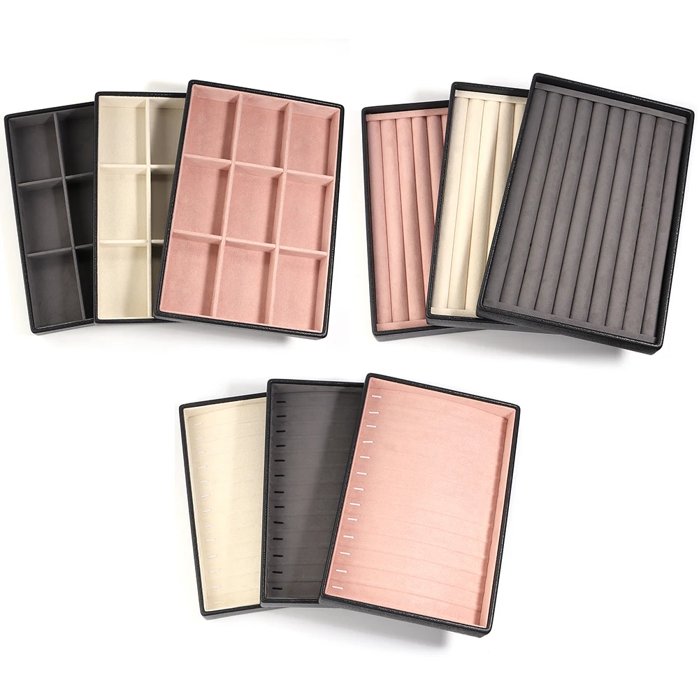 

Velvet Jewelry Display Tray Exquisite Jewellery Holder Portable Ring Earrings Necklace Organizer Storage Box Organizator Trays