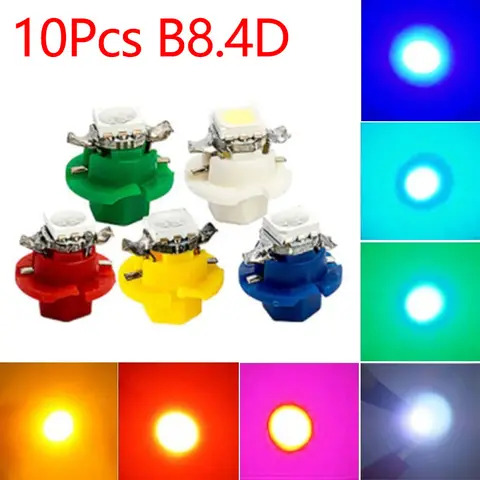 10 Uds 12V 7 colores B8.4 nuevo B8.4D 5050 1 SMD bombillas de instrumentos de luz LED para coche medidor lámpara de tablero luces indicadoras laterales