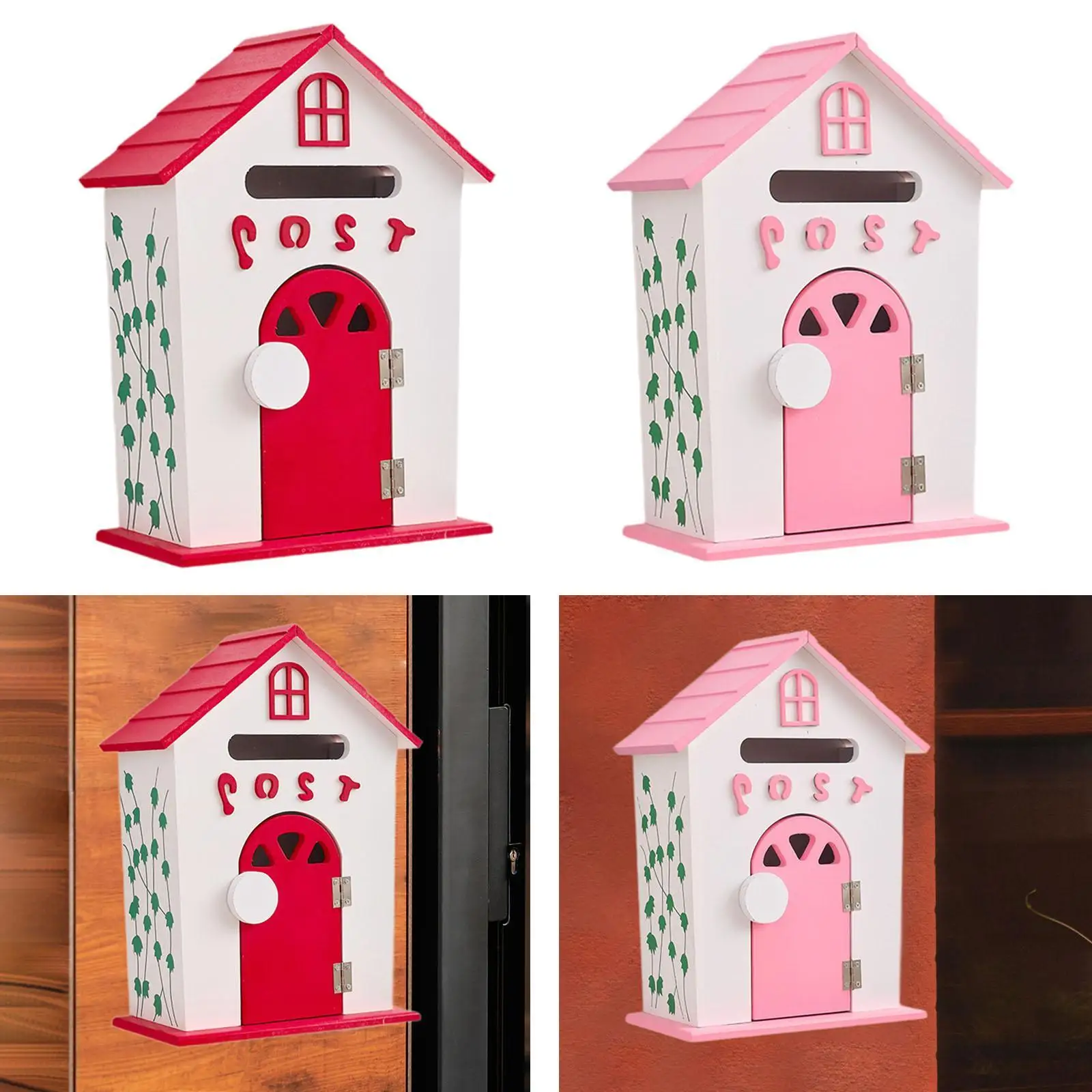 

Mailbox with Key Lock Wood Communication Mail Box Wall Mount Mailbox Opinion Box for Home Office School Entrance Front Door