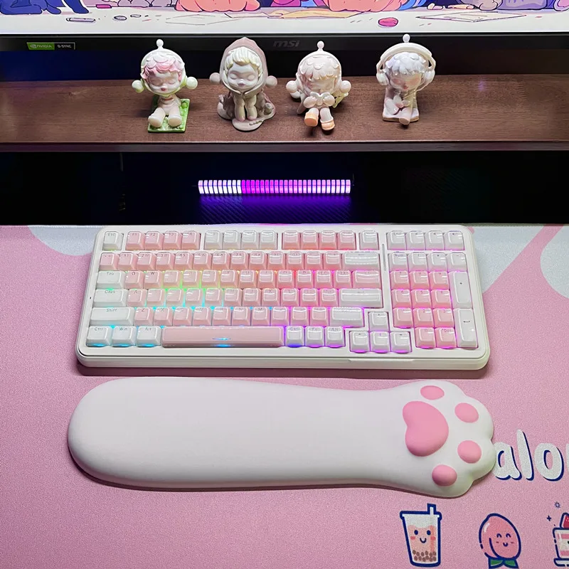 かわいい猫の足の形をしたキーボード用リストレスト。メモリーフォームを使用した人間工学に基づいたソフトな手首サポートパッド。滑り止め加工のゴム製ベース。キーボードパッドとしても使用可能。