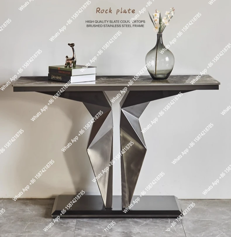 

Светлая роскошная входная вилла гостиная у стены, итальянский современный простой мраморный входной стол из каменной плиты