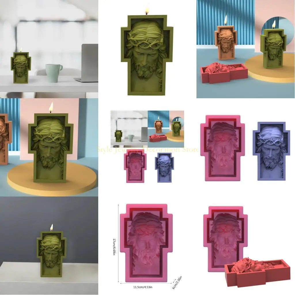 

D46E Epoxy Handmade Soap Mold Man Head Decoration Mold for DIY Decoration Making Soap Melt Resin Halloween Mold