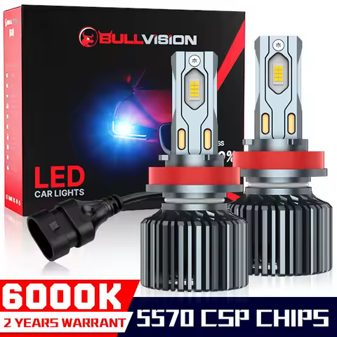 Bullvision H11 LED Headlights Canbus H4 H7 H8 H9 9012 HIR2 9005 HB3 9006 HB4 Car Light 5570 CSP Copper Tube 12V 6000K Mini Diode