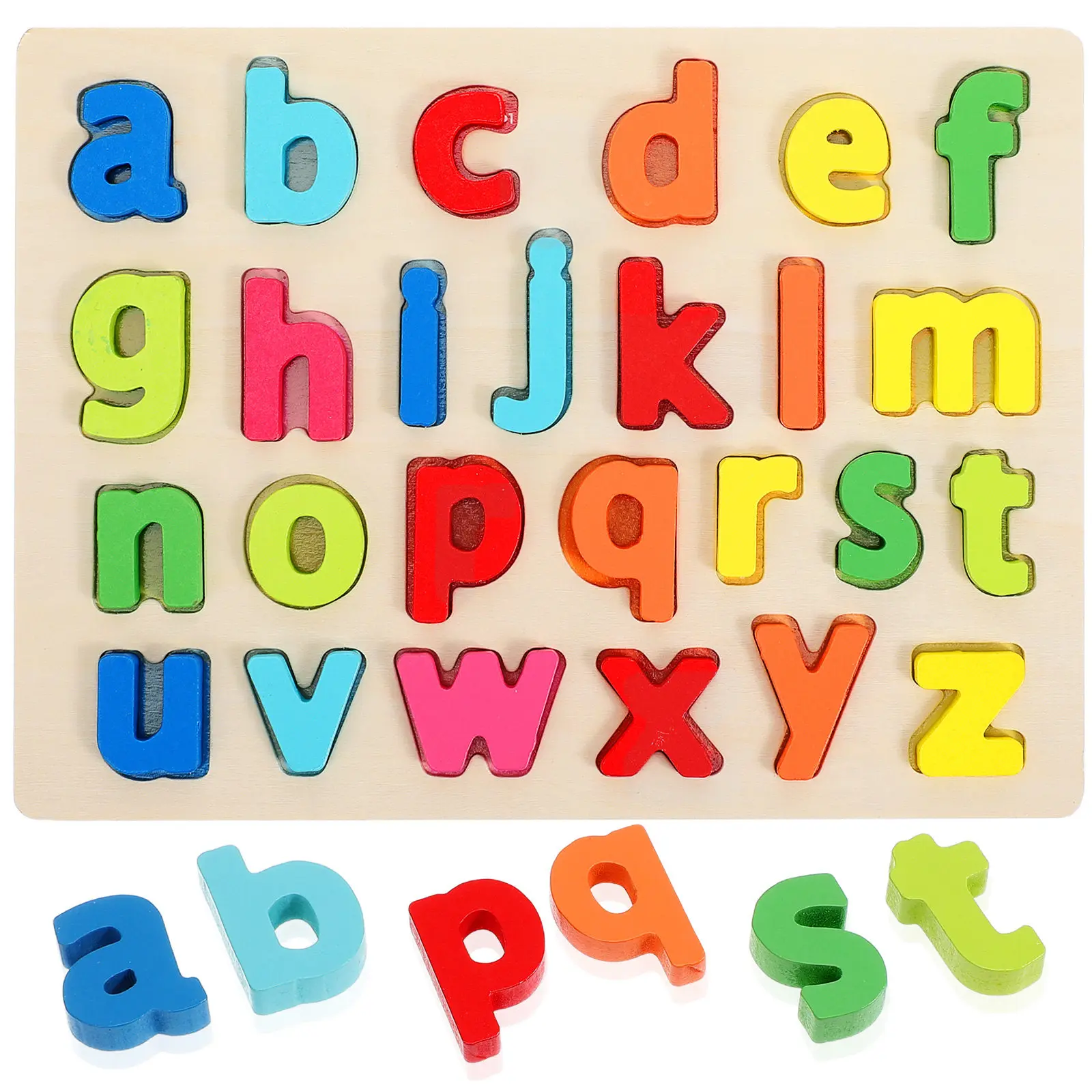 

1Set Wooden Alphabet Number Puzzle Educational Jigsaw for Toddlers Kids Letters Color Recognition Intelligence