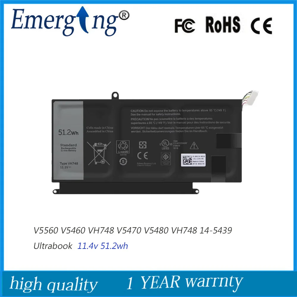 

11.4V 51.2WH New Laptop Battery VH748 for Dell V5560 V5460 V5470 V5480 14-5439 Ultrabook