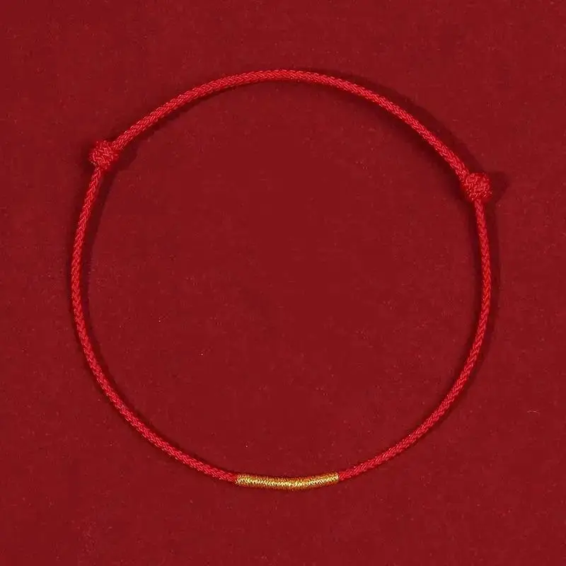 Hand Braided Couple Red Rope Bracelet Lucky Bead Adjustable Anklet for Anniversary Souvenir Daily Wear