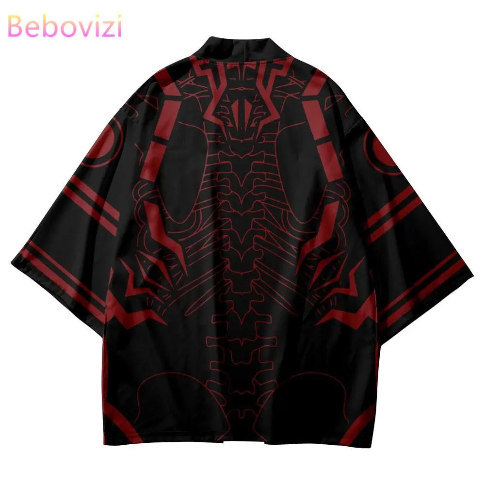 Japanese Fashion Skeleton Print Kimono Casual Beach Cardigan Tops Women Men Cosplay Haori Asian Clothing Plus Size