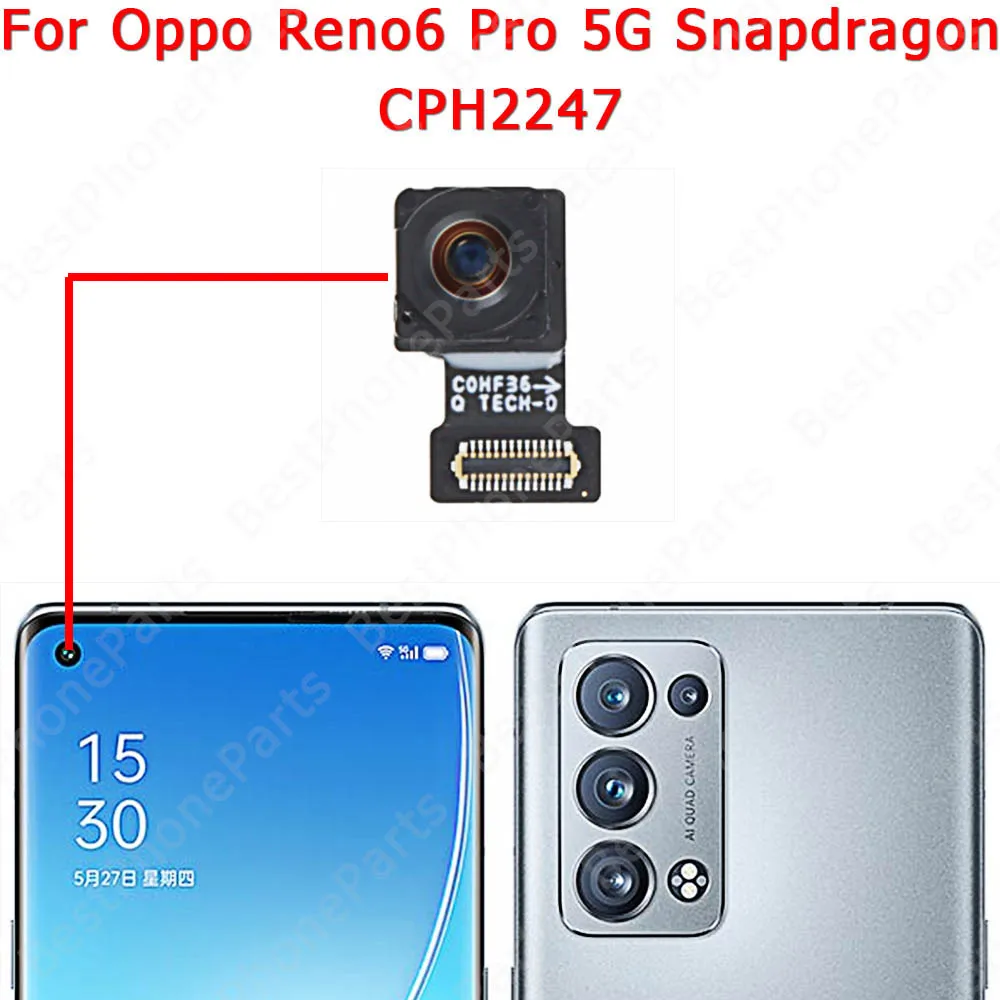 Selfie Rear Camera Module For OPPO Reno5 Reno6 Reno 5 6 Pro 5G Back View Big Front Facing Backside Camera Spare Parts