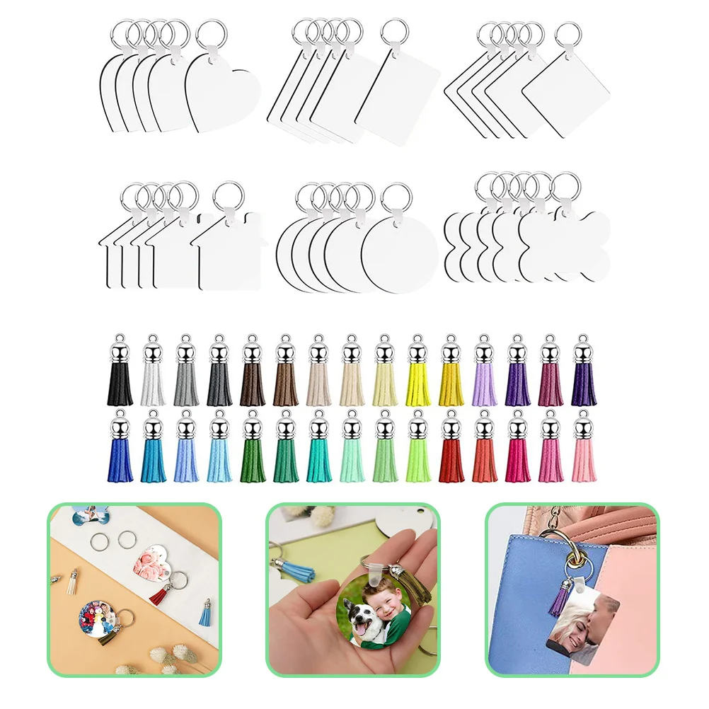 30 set Diy Sublimation Keychain Blank Heat Transfer Double Sided Decorative Pendant Craft Supply For Jewelry Making Handicraft