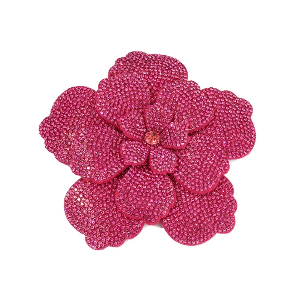 Three-dimensional Camellia Rhinestone Flower Patches