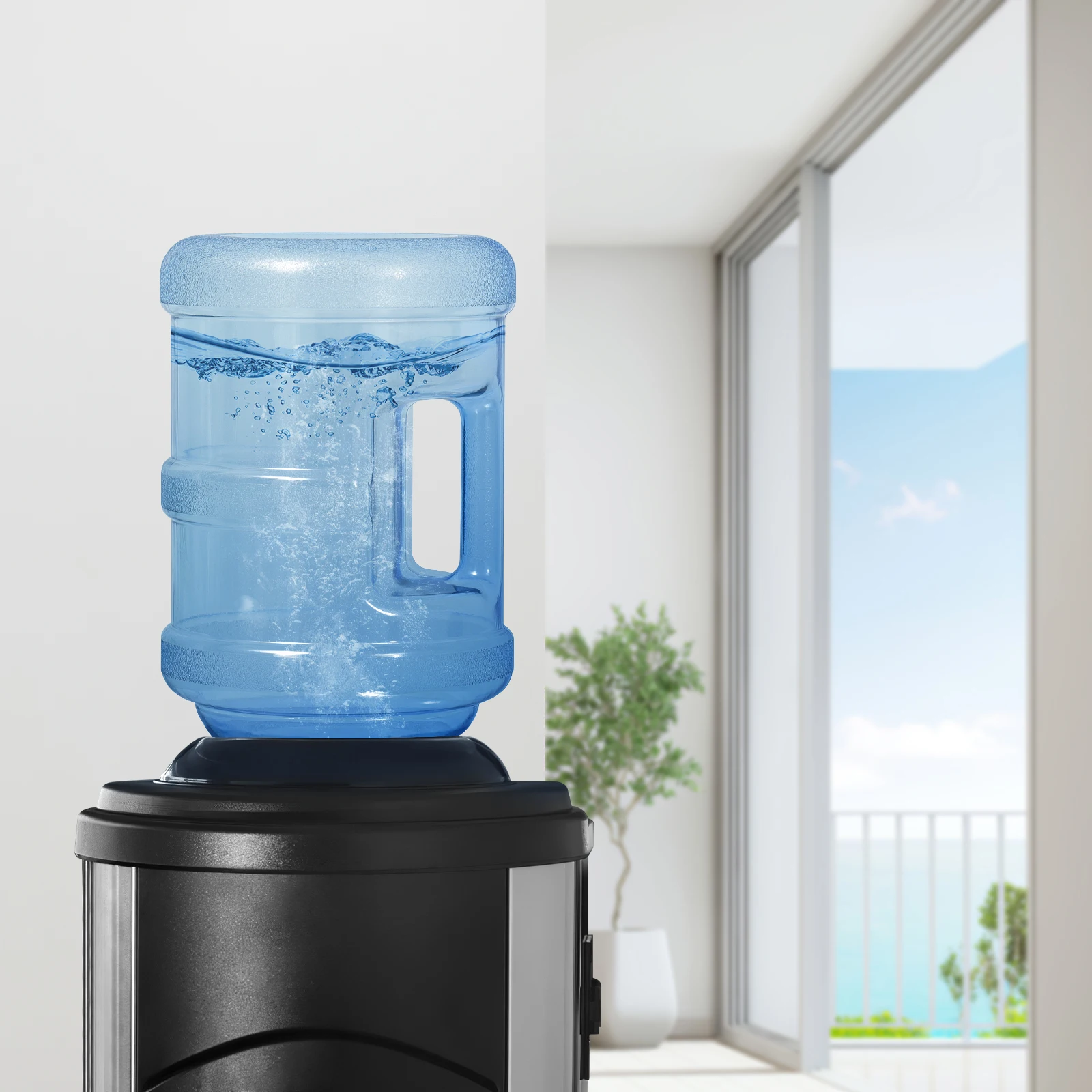 

Large Capacity Water Jug Premium PC Reusable Transparent Bottle Handle Wide Caliber Camping Home Office Storage Container