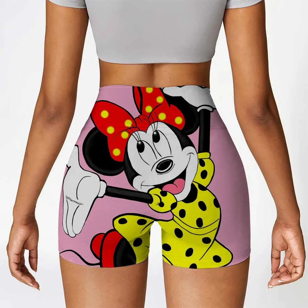 디즈니 미키 마우스 미니 프린트 여성용 짧은 바지 미니 여성용 반바지 섹시한 바이커 폴 댄스 꽉 부티 스키니 데시