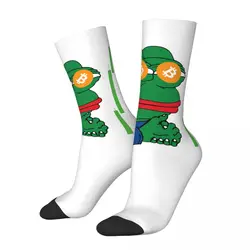 Funny Happy Men's compression Socks Bitcoin Crypto Retro Harajuku Pepe Frog Animal Street Style Novelty Pattern Crew Crazy Sock