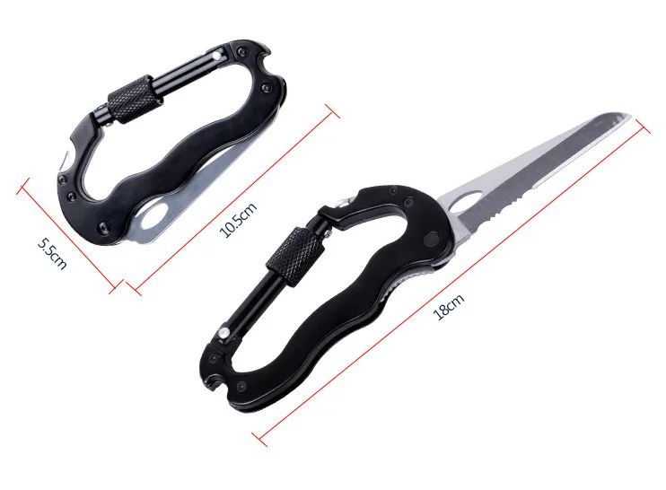 5-in-1 Outdoor Multi-function Mountaineering Buckle Fast Hanging Buckle Cross Screwdriver Carabiner Bottle Opener Wine Opener