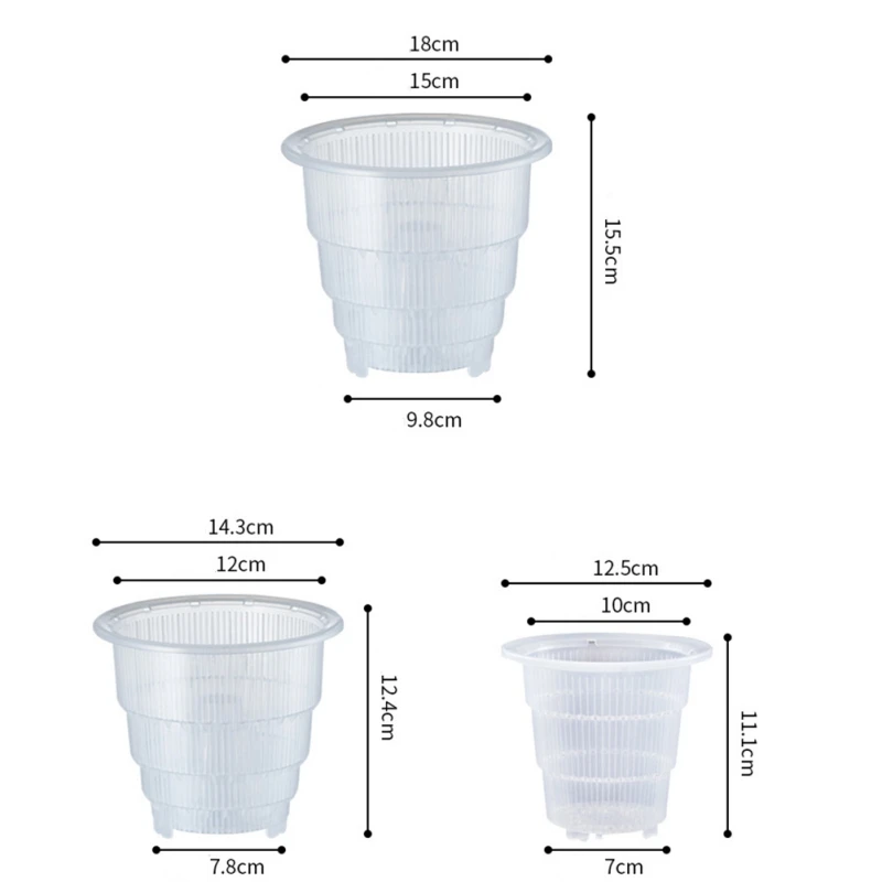 10/12/15cm przezroczyste doniczki do kontroli korzeni storczyków z otworami, oddychające narzędzia ogrodowe wzrost roślin pojemnika