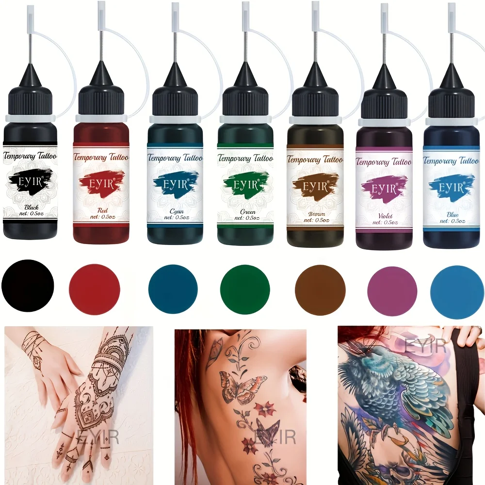 7-Farben Tattoo-Paste-Set, DIY Kunstmalerei Tattoo Hautfreundlich Langlebig, Wasserfeste Temporäre Tattoo-Paste