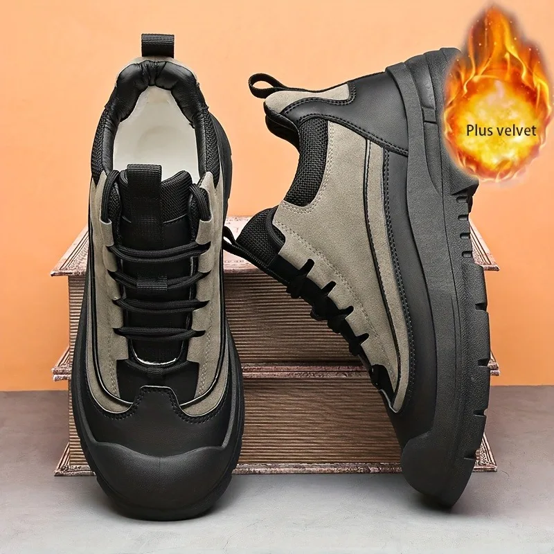 أحذية ثلج عصرية ومتعددة الاستخدامات للرجال، أحذية قطنية شتوية دافئة عالية الجودة، أحذية عمل خارجية غير قابلة للانزلاق
