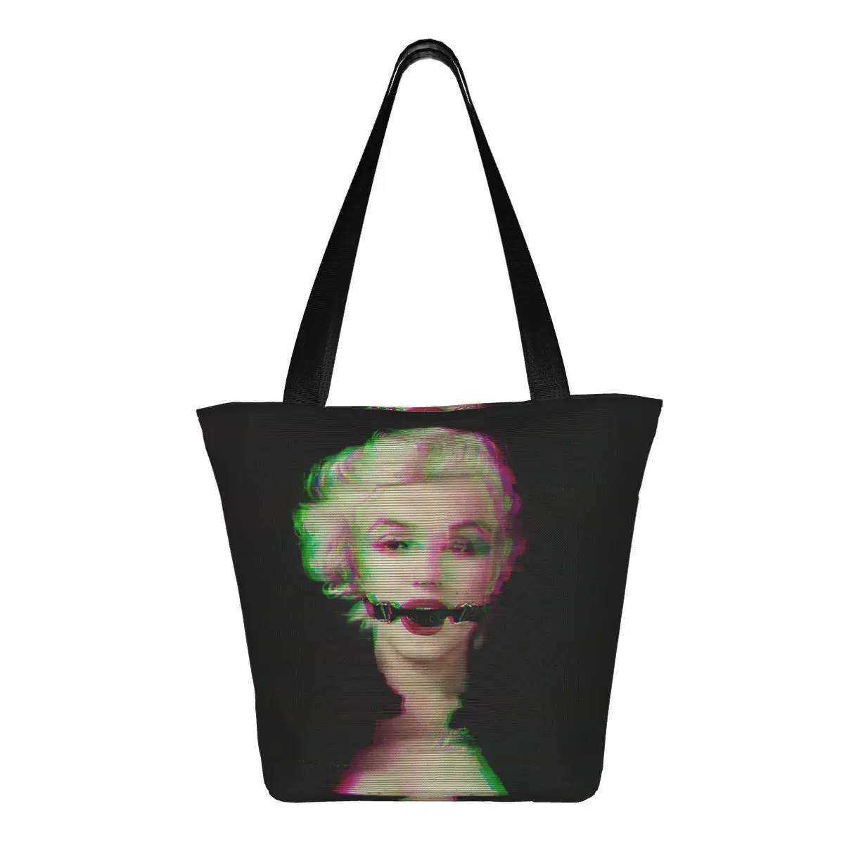 Marilyn Monroe, divertente, borsa a mano per ragazza all'aperto in poliestere con bocca e lingua, borsa per la spesa da donna, borsa a tracolla, borsa di tela