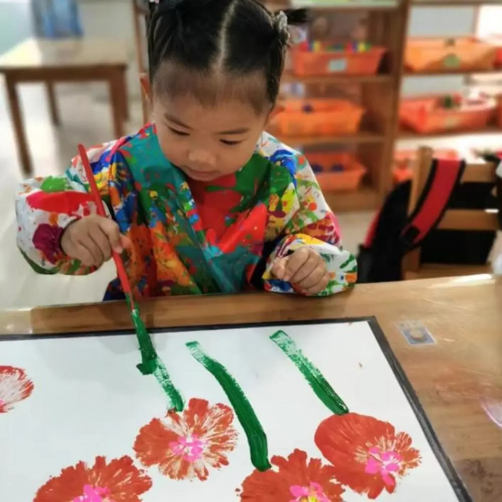 Celemek Lukisan Anak-anak Nilon Tahan Air Penutup Lengan Panjang Lukisan Seni Kain Rias Terbalik Bib Makan Bayi