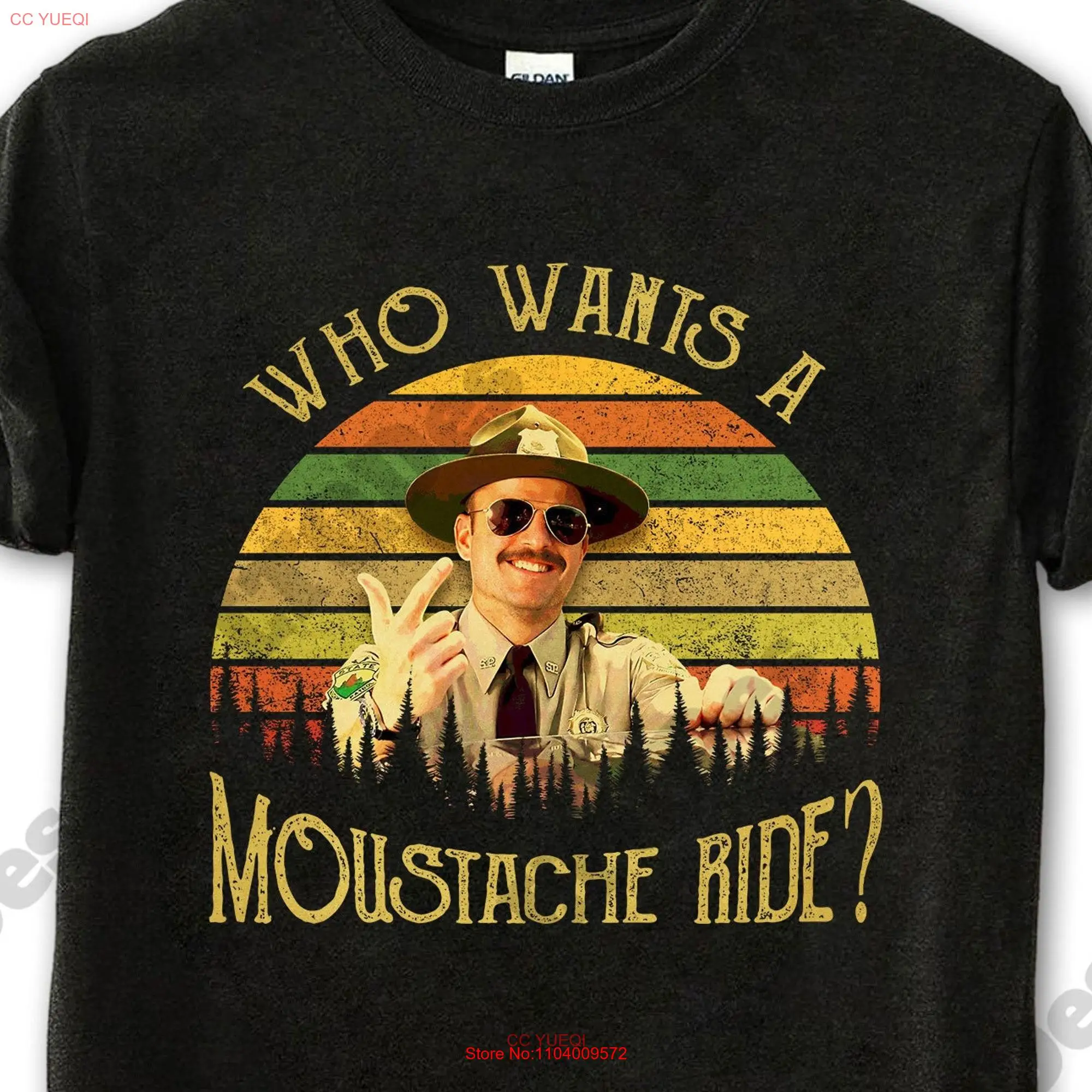 Super Troopers T Shirt Thorny Who Wants A Moustache Ride Vintage Movies Quote  long or short sleeves