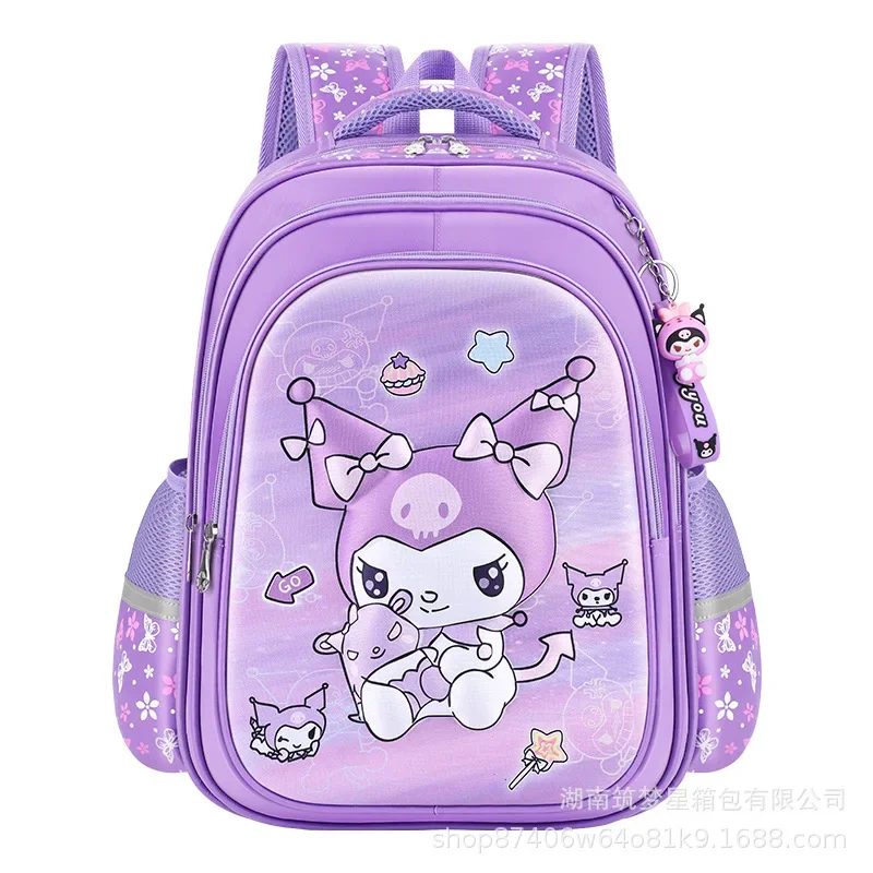 Mochila Sanrio Kuromi para meninas, bolsa escolar de grande capacidade, anime de desenhos animados, fofo, estudante do ensino fundamental, escola secundária, novo, 2024