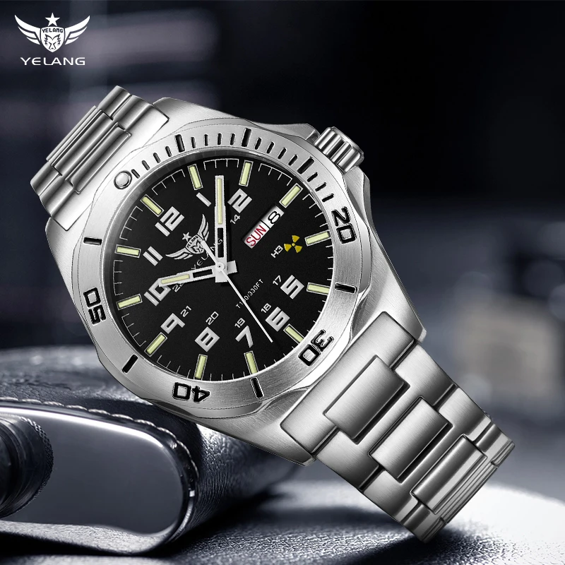 V1019 Yelang Brand 44MM Men's NH36 100M PROFESSIONAL WATERPROOF Deep Diving Watch Transparent Case Sapphire Lens Reloj