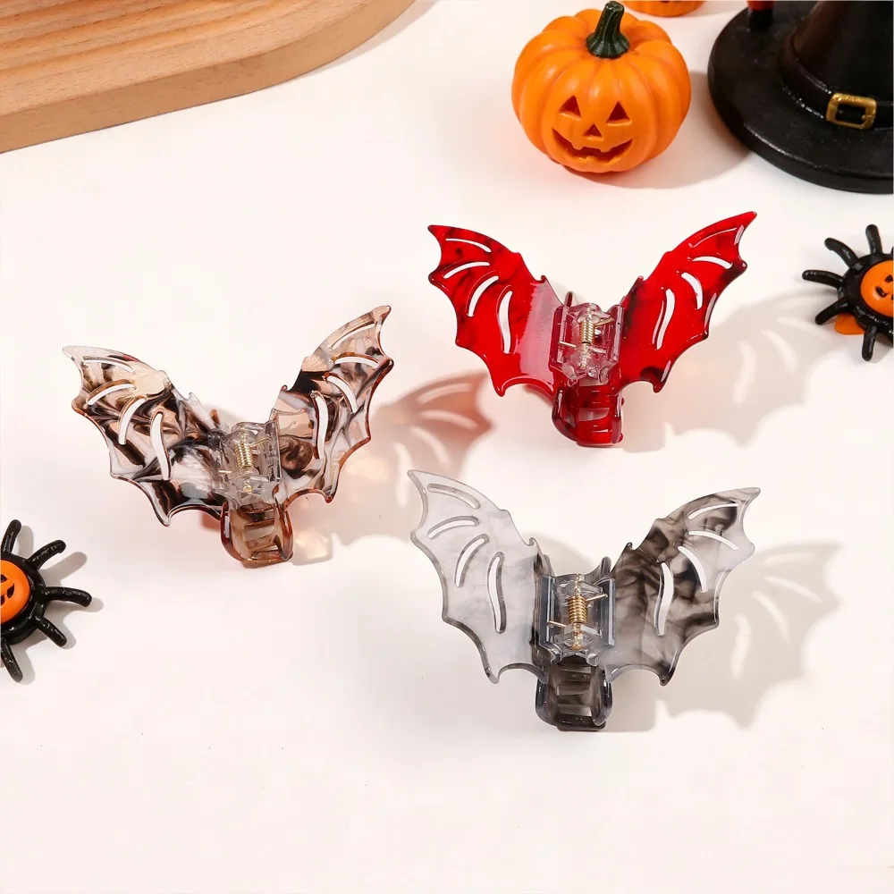 2Pcs Funny Halloween Hair Claw, Bat Shark Clip for Women, Bun Styling Hair Accessories, Party Costume Decorations