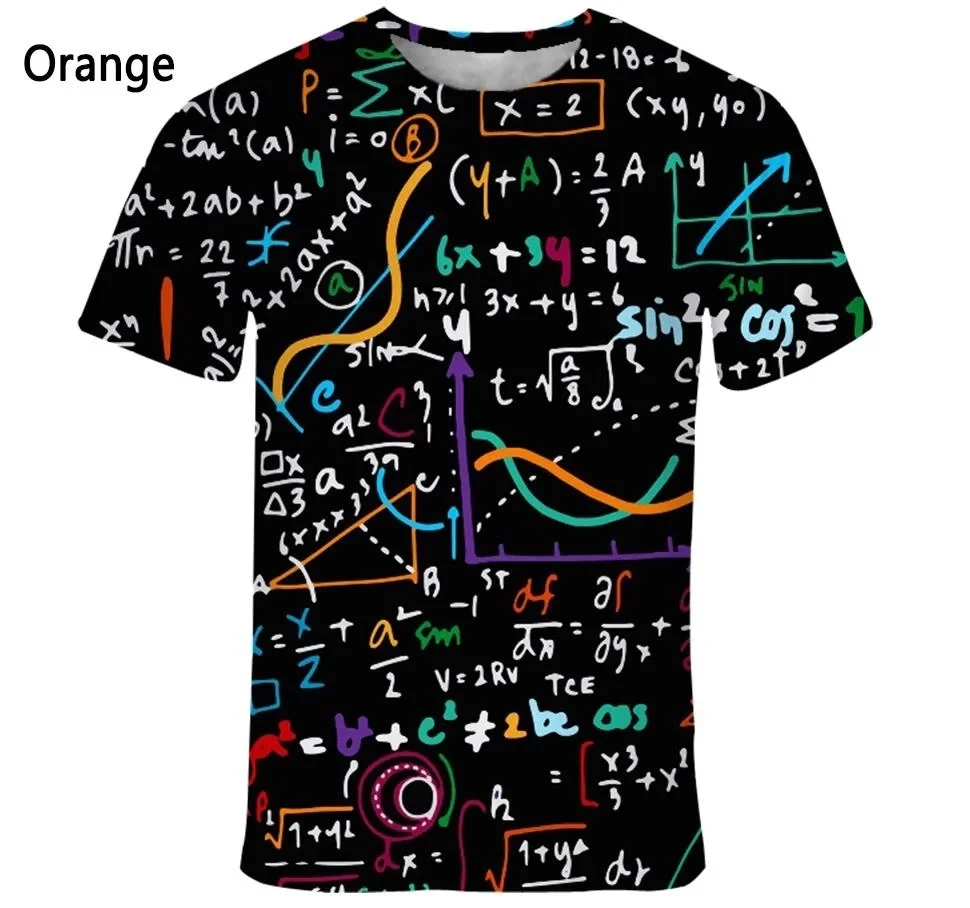 New Fashion Mathematical Formula 3D Printed Men's T-shirt Casual Short Sleeve Formula Round Neck Plus Size Top