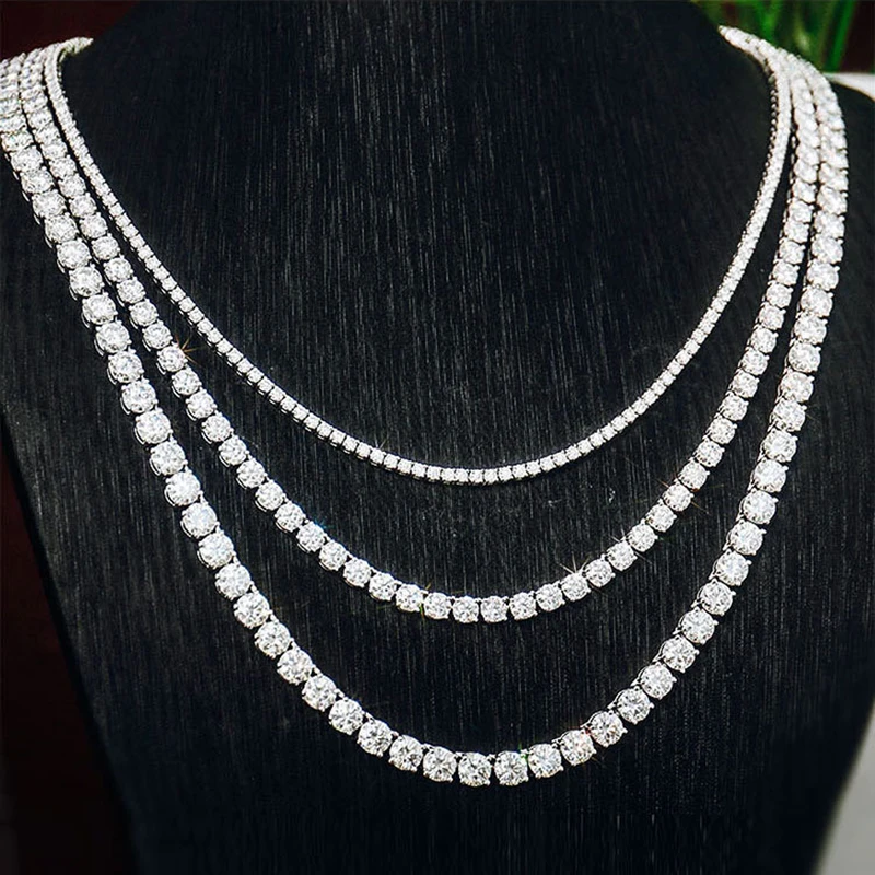 3/4/5mm 316L Stainless Steel Necklaces Tennis Chain Diamond Zircon Iced Out For Men Women Fashion Hip Hop Jewelry Free Shipping