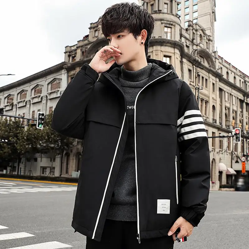 Fashion 2024 Winter Men's Warm Hooded Duck Down Jackets Streetwear Windproof Loose Puffer Coats Youth Thicken Tops Padded Parkas