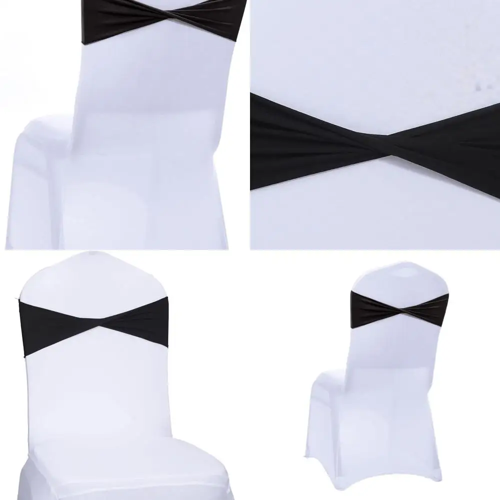 

Универсальные пояса для стула из спандекса — эластичные ленты для декора вечеринок и свадеб черного цвета