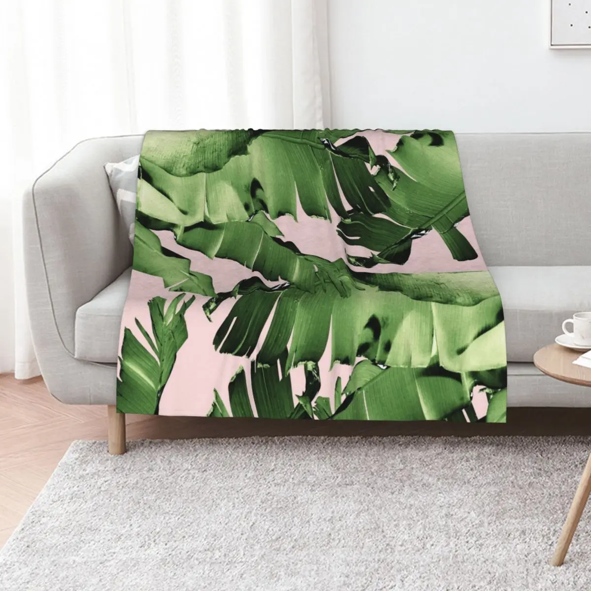 Blush Banana Leaves Dream #8 #tropical #decor #art Throw Blanket For Baby Hairy Tourist Comforter Quilt Decoratives Blankets