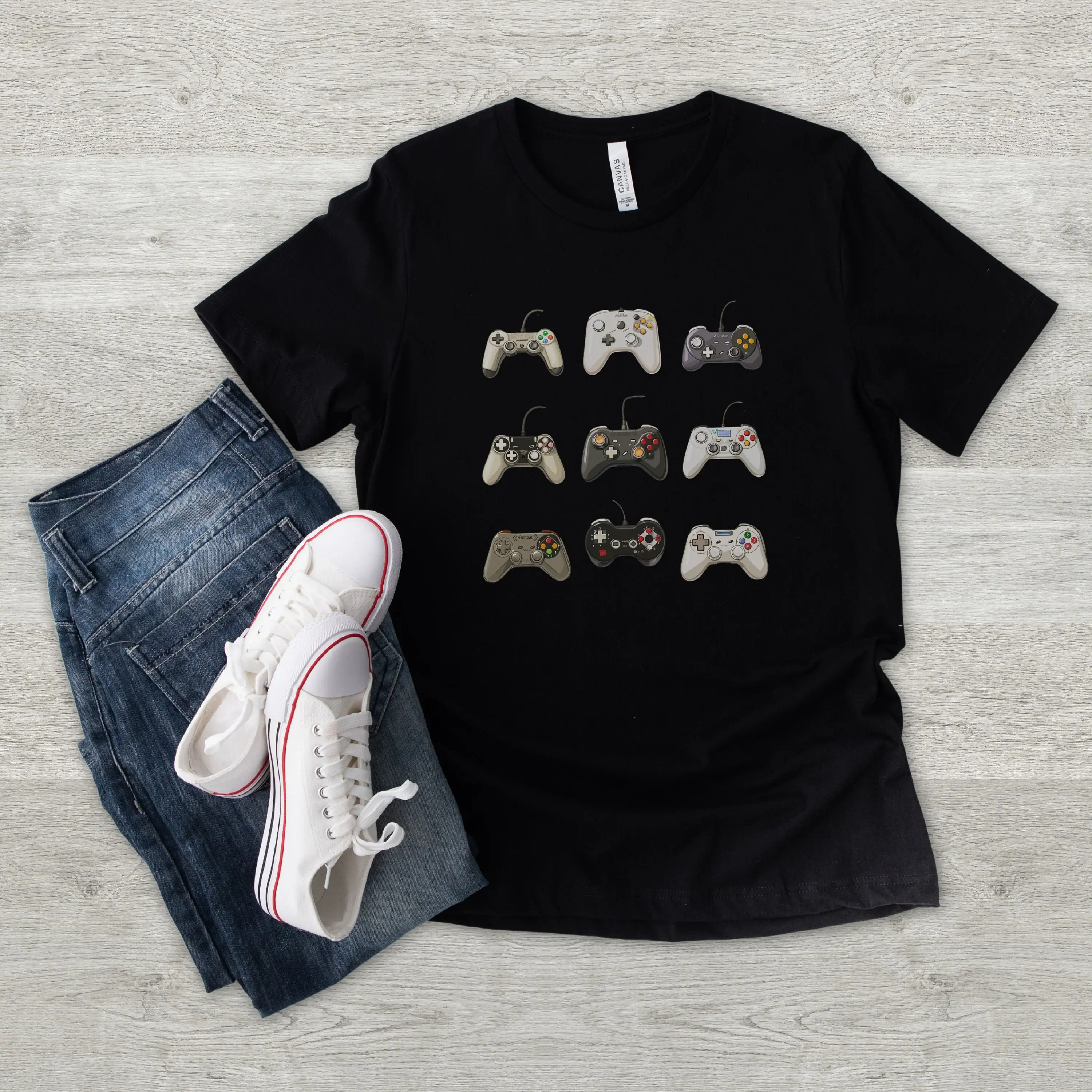 Video Game Controller T Shirt For The Avid Gamer Or Player Evolution Of A Variety Gaming Controllers In Different Time Periods