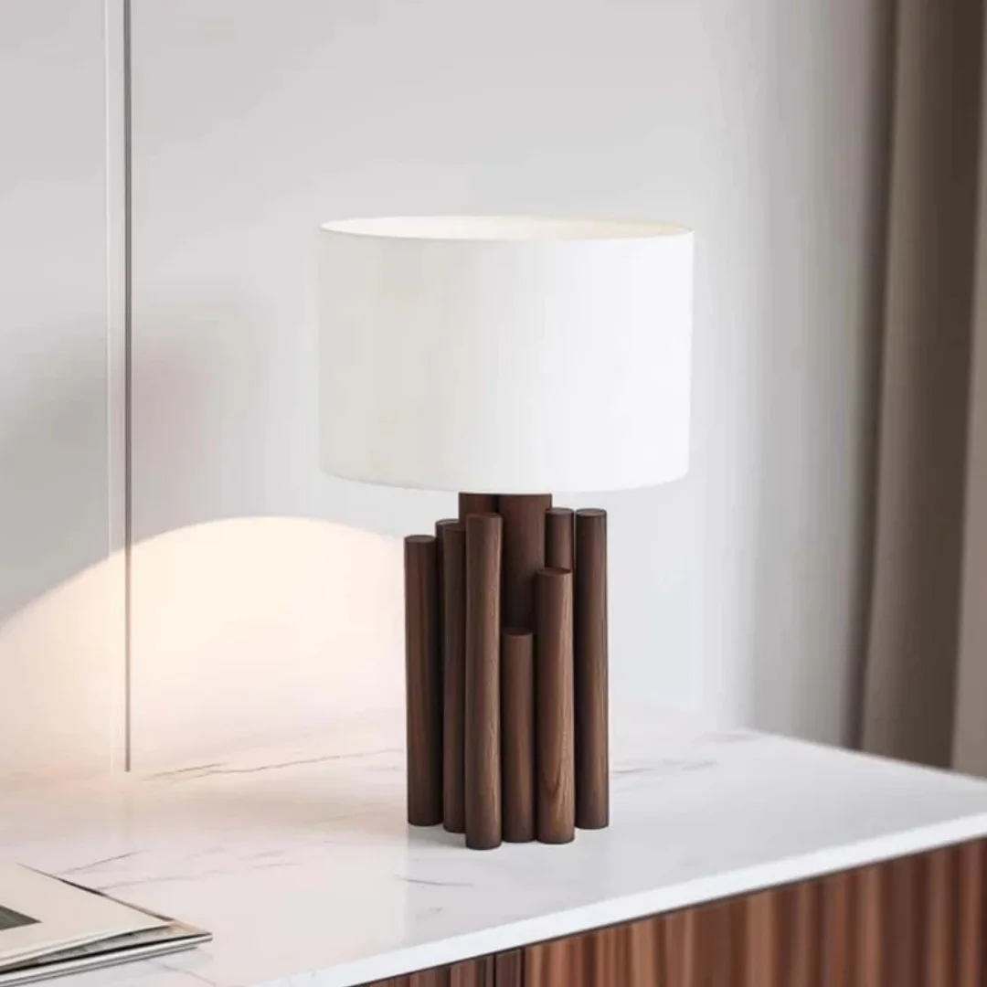 High Vertical Cylindrical Walnut Wood Decorative Tabletop Item Modern Living Room Hotel-style Wooden Handmade Decorative Item