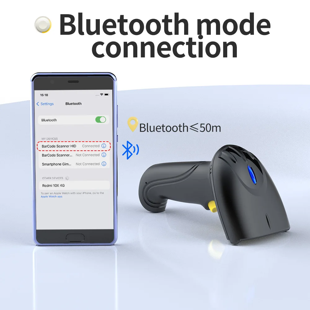 Xincode 2D Handheld Sensor Barcode Scanner 2.4G Wireless Qr Code Reader Bluetooth Scan Bar Code Supermarket Warehouse for Sale