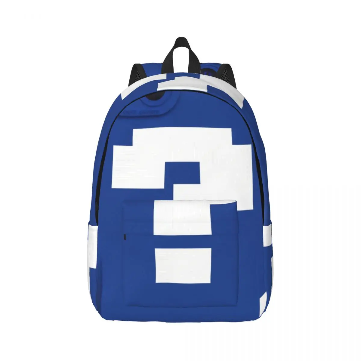 Fresh Student Backpack Center Question Mark Pixel Graphic Blue White Cool Bookbag for Teens College Travel Computer Class School