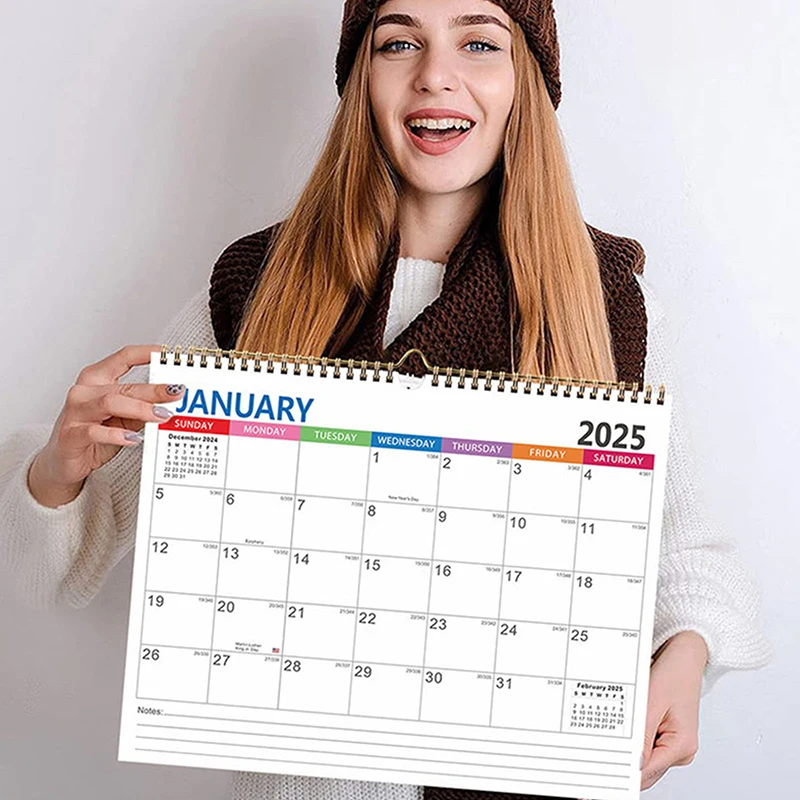 1pc 2025 planejador de ano novo calendário pendurado 12 meses internacional feriado escritório agenda planejamento mesa planejador material de escritório