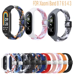 Braided Nylon WatchBand Strap For Xiaomi Mi band 8 7 6 5 Smart Wristband Braided Elastic Weave Bracelet Miband 5 4 3 Watchstrap