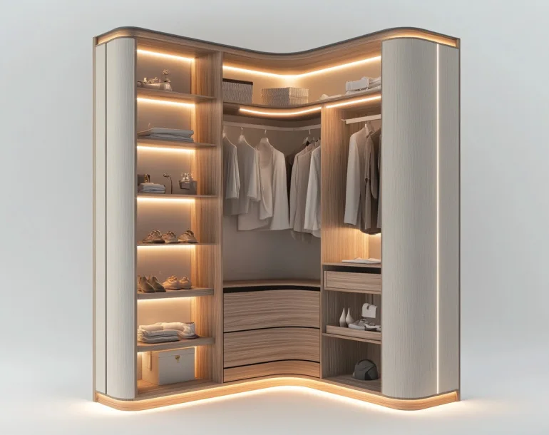 Simple Design Open Wardrobe L Shaped Custom Bedroom Cloakroom Wardrobes Closet High Quality Easy To Install