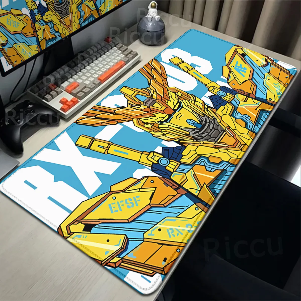 90x40cm Computer Keyboard Non-slip Deskmat Cartoon G-Gundams Mousepad Xxl HD Print Gamer Lock Edge Rugs Natural Rubber Mouse Pad