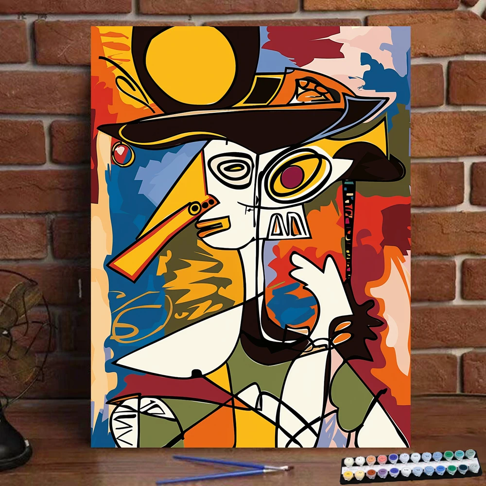 Digital painting abstract graffiti man wearing hat art culture digital painting handmade adult children gift wall decoration D