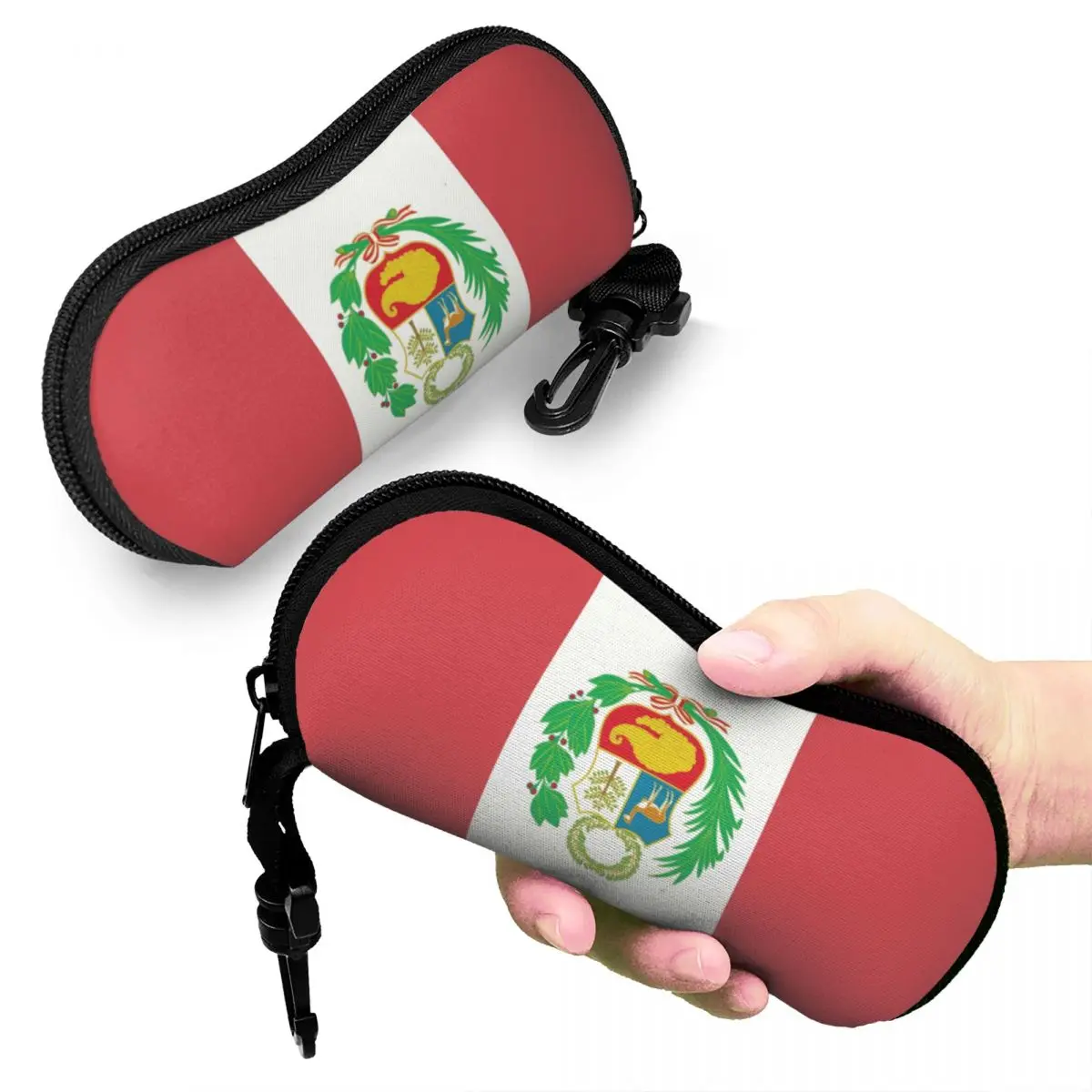 Bandera personalizada del Perú, estuche para gafas con diseño de bandera peruana, estuche para gafas de viaje Unisex, caja protectora para gafas de sol