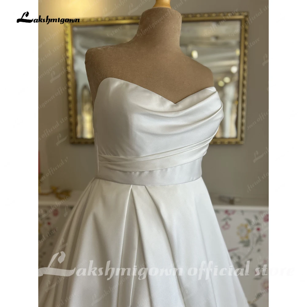 Lakshmigown Plus Size Mikado-Satin Hochzeitskleider für Frauen Vestido de Noiva Sweetheart Boho Brautkleid mit hohem Seitenschlitz – Detail 7