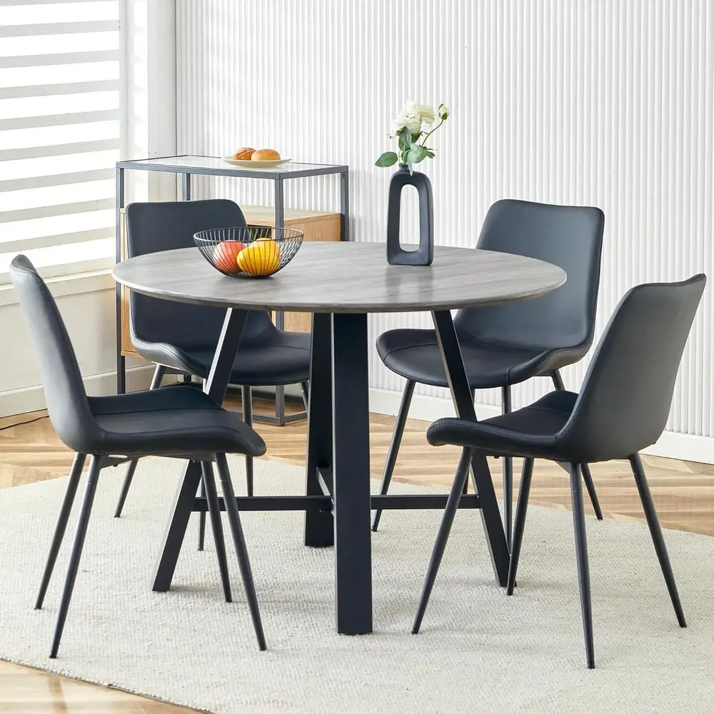 

4-Seat Round Dining Table Set with Comfortable Chairs for Small Spaces