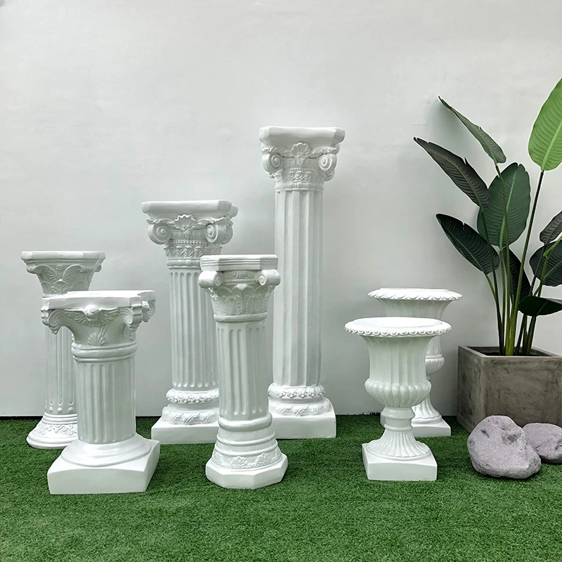 Customized wedding props, wedding guides, European style white Roman columns, flower column bases, flower racks, fiberglass flow