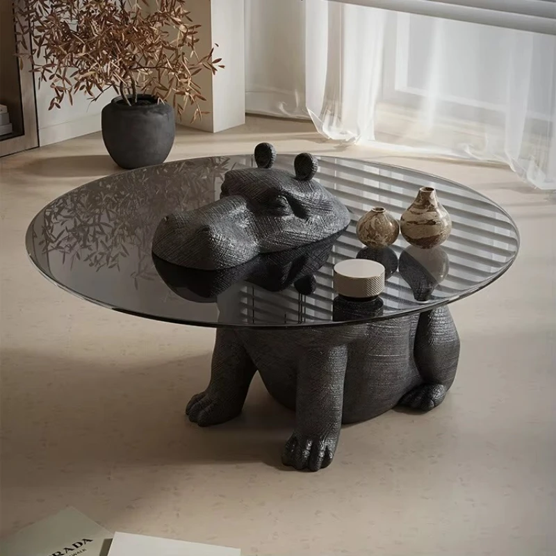 

Simple, modern living room furniture tempered glass animal hippocampus coffee table